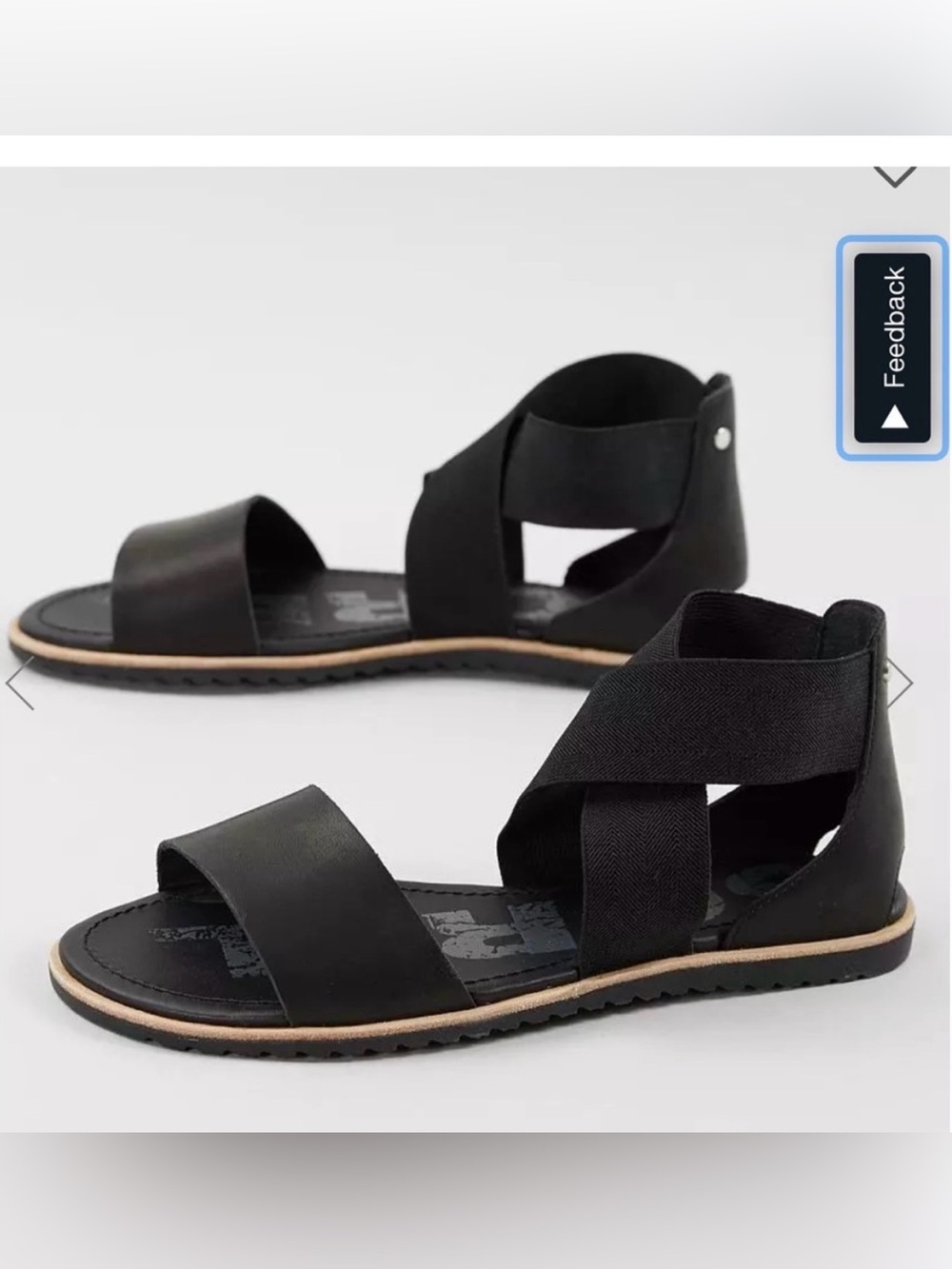 Sorel Ella II Sandals Shoes Womens Size 6.5 Black Leather Strappy Slip On